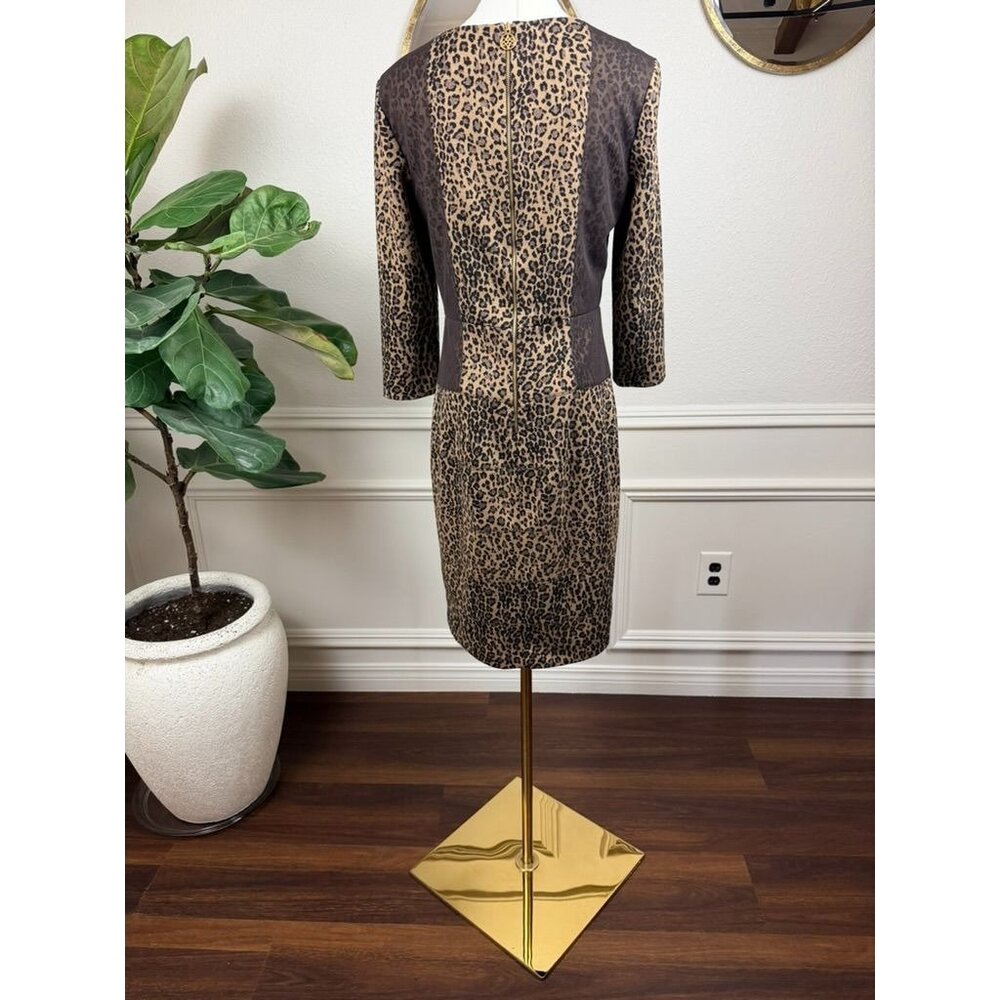 Quiet Luxury Leopard Pencil Dress|Power Femme Rich Mom Elegance|Antonio Melani 6 - Picture 8 of 14